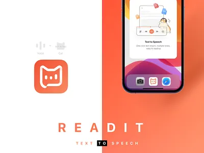 ReaditLogo article book brand brand identity branding cat logo color logo icon identity illustration logo logo design read saas text to speech transcript ui voice