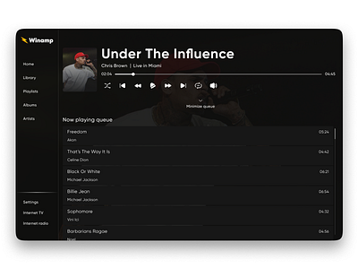 Winamp Redesign | Now playing minimized screen app design ui ux