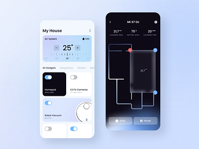 Smart Home - Mobile App app clean climate device eco home automation house ios app mobile mobile app mobile app design mobile design modern product design remote control room smart home ui uiux ux