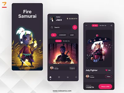 NFT Marketplace App Design app app design branding codezeros graphic design motion graphics nft nft app nft design nft marketplace nft marketplace app nfts ui