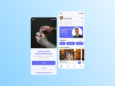 Podcast App app clean design landingpage design minimal mobile ui ux website design