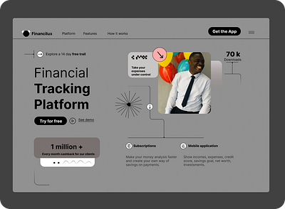 Homepage for a financial system design ui