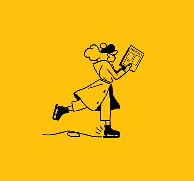 Monocle ads #10 editorial illustration girl ice skating illustration monocle reading spot spot illustration