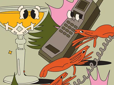 holiday situation character character design flat prawns vector character vector illustration