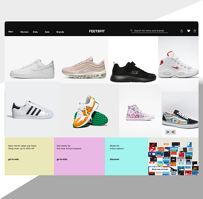 A shoe store landing page design ui