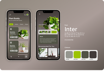 My Design Journey Day 1: A Plant Based App 1 app brown color colour daily day design figma font graphic design green inspiration layout screen swatch ui ui kit uiux ux