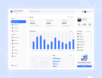 Social Media Analytics - Dashboard Web Design dailyinterface dribbble dribbbleshot madewithfigma socialmedia ui gradient uidesign uidesignpatterns uiinspiration uiinteraction uitrends uiux uiuxdesign uiuxmaster ultimateuiux userinterface uxbrainy uxdesign webdesign websitedesign