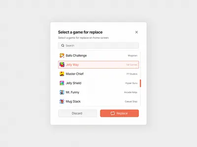 Game Replace Component app design product design ui uidesign uiux ux