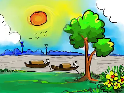 Village of Bangladesh animator masud karim design digital painting painting