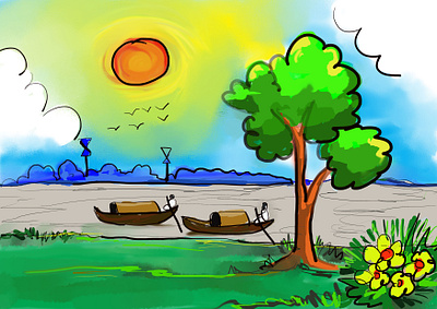Village of Bangladesh animator masud karim design digital painting painting
