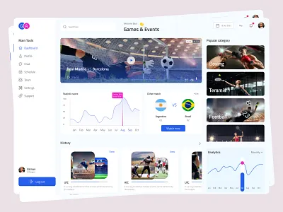 Game Dashboard admin analytics dahsboard dashboardadmin dashboardui dashbroad designdashboard designstatsdata graphchart interfaceui themeadmin uigraphsadmin ux ui design uxux