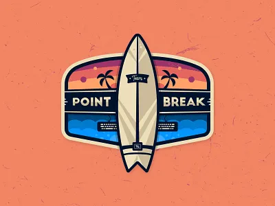 Team Point Break Badge badge clean colorful crest design engineering illustration keyboard logo ocean palm tree point break simple surfboard surfing team vector