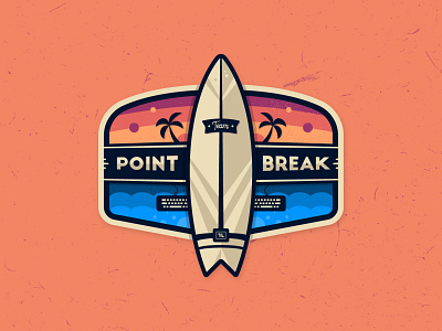 Team Point Break Badge badge clean colorful crest design engineering illustration keyboard logo ocean palm tree point break simple surfboard surfing team vector
