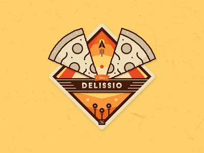 Team Delissio Badge badge clean crest delivery design drawing graphic design illustration illustrator logo pizza simple vector