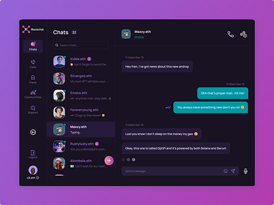 Social Messaging dApp blockchain calls chat communication conversations dapp decentralised network defi design explore figma messaging social media ui ux web3