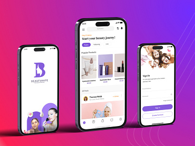 Beauty | Salon | Social app Theme -1 barber beautyapp design login design login trend mobileapp mordenapp salonapp social app socialmediaapp start screen ui trending app uiux welcome screen