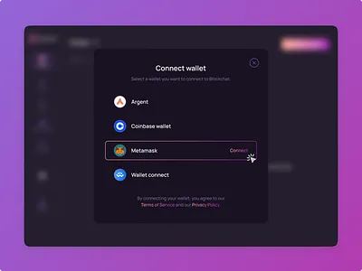 Connect wallet modal blockchain connect wallet crypto decentralised network defi design explore figma messaging metamask modal ui ux web design