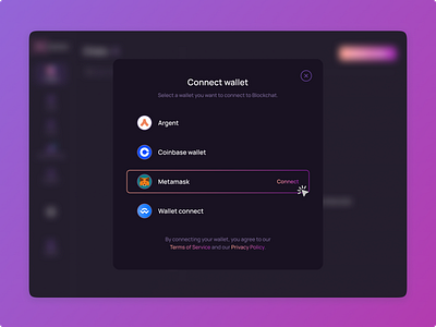 Connect wallet modal blockchain connect wallet crypto decentralised network defi design explore figma messaging metamask modal ui ux web design