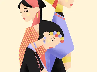 Kayin ethnic Myanmar(Burmese) 2d ai art grainytexture graphic design illustration myanmar myanmarillustration vector