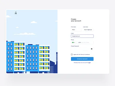 Real Estate Account Sign Up account apartments design desktop figma illustration login real estate sign up ui ux vector web