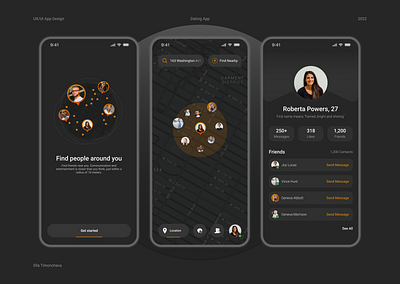 Dating App app design branding dating graphic design illustration inspiration inspire location logo map mobile mobile design product design profile prototype ui ux web web design wireframes