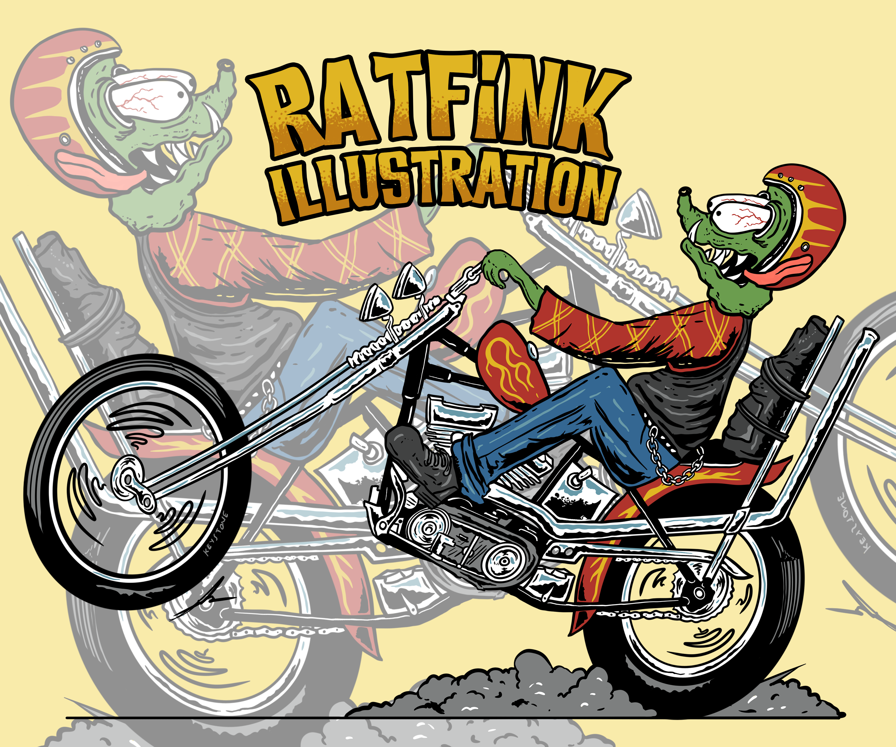 Example of Motorcyle Merchandise Illustrations