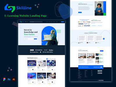 Skilline - eLearning website landing page UI design design elearning landing page online learning ui user interface ux website website design wordpress