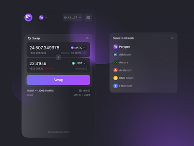 Mobile crypto exchange black drak mode interface mobile purple responcive transaction ui