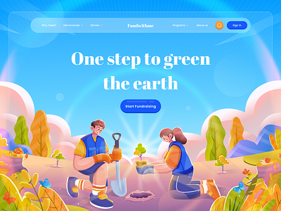 🌿Fundwithme - Tree Planting Fundraiser branding design figma fun graphic design green hero illustration landingpage nature planting tree ui ux vector web webdesign