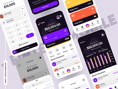 Unico - Fintech Mobile App 3d app app concept bank banking charts credit card debit card design finance finance app fintech investment minimal mobile modern ui transactions ui ux