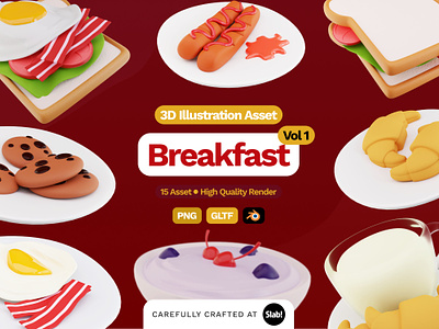 3D Breakfast Illustration Vol 1