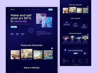 NFT Landing Page art black blockchain clean creative crypto cryptocurrency design home page landing page marketplace metaverse minimal nft nft landing page ui ux web website