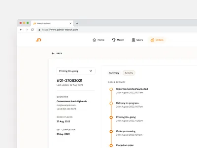Order Tracking System v1 admin crm customer dashboard erp figma merch order tracking ui ux