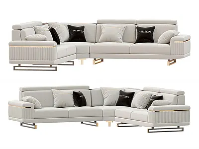 Luxury Beige Corner Sofa 3D Model 3d model c4d models c4ddownload cinema 4d free 3d model