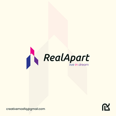 RealApart - Real Estate Logo brand brand identity branding building decor design estate graphic design home house illustration logo logo design properties real estate rent