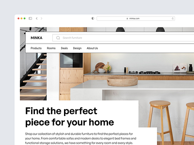 Minka - Online Furniture Store branding clean design furniture graphic design home decor landing page minimalist online store product design ui user experience user interface ux web website