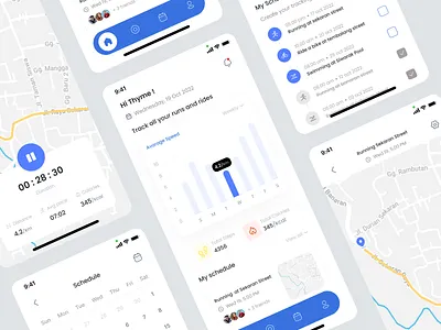 Esporte - Mobile Sport Tracker activity app calories chart clean dashboard design fitness health healthy heart rate lifestyle map mobile app run running app sport tracker trainer workout