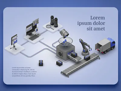 Website Illustration 2 - 3D Isometric Icons 3d blender deliver design factory illustration isometric render robot truck web webdesign website