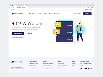 RankMonitor - 404 Page Not Found Error 404 404 error branding clean ui design error error message error state figma design illustration page not found typography ui ux web design webflow website