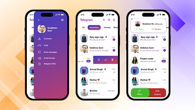 Telegram App Redesign app application branding design figma graphic design illustration landing page logo mobile app redesign telegram typography ui uiux ux web design