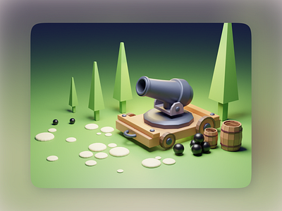 Cute Fiery Cannon 3d illustration motion graphics