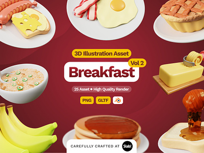 3D Breakfast Illustration Vol 2
