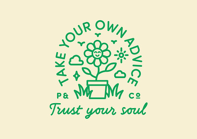 Take your own advice art artist badge badge design branding creative designer flower illustration logo logo design plant sunflower tshirt typography