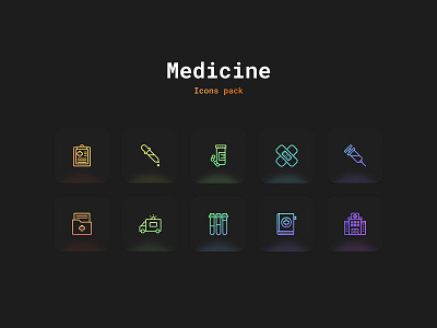 Icons Design. Medicine design gradient graphic design heath icons medicine neon pack