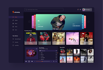 Winamp Redesign branding dailyui design hngi9 illustration landing page logo ui ux web webdesign winamp