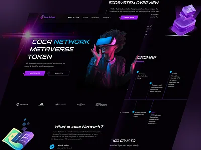 Redesign Coca network, Nft landing page, UI/UX blockchain landing page crypto landing page cryptocurrency defi graphic design home page landing page metaverse landing page nft nft landing page typography uiux website design