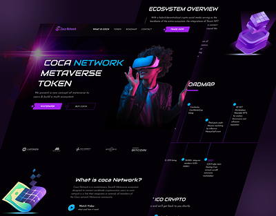 Redesign Coca network, Nft landing page, UI/UX blockchain landing page crypto landing page cryptocurrency defi graphic design home page landing page metaverse landing page nft nft landing page typography uiux website design