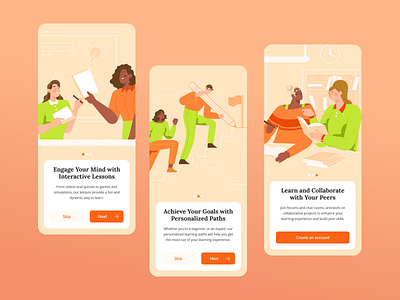 📖 Onboarding Page Exploration app design course design graphic design illustration mobile app onboarding online learning ui design ux design welcome page