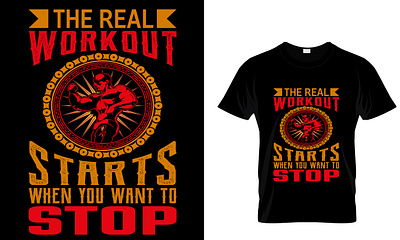 the real workout starts when...t-shirt design awsome branding creative custom design fitness font graphic design gym illustration logo t shirt t shirt design tee vantage vector work