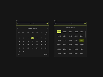 Daily UI Challenge #6 calndar dark mode date picker design figma neon prototype redesign ui uidesign webdesign